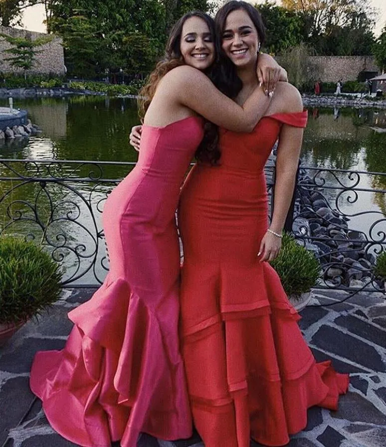 Red Off Shouleer Mermaid Prom Dresses Evening Dresses
